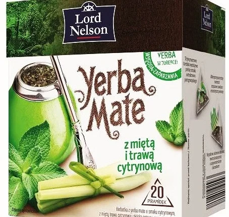 Чай зі смаком М'яти та трави Лимонника Lord Nelson Yerba Mate o smaku mieta i trawa cytrynowa 20пакет. Польща