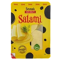 Сир напівтвердий БЕЗ ЛАКТОЗИ, БЕЗ КОНСЕРВАНІВ Serenada Salami Ser Zolty 135 г Польща