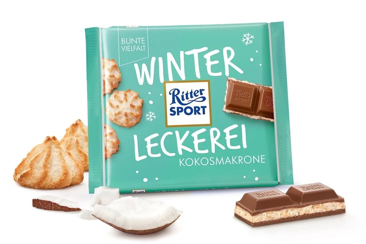 Шоколад Кокосове мигдальне печиво Ritter Sport Kokosmakrone Німеччина 100 г