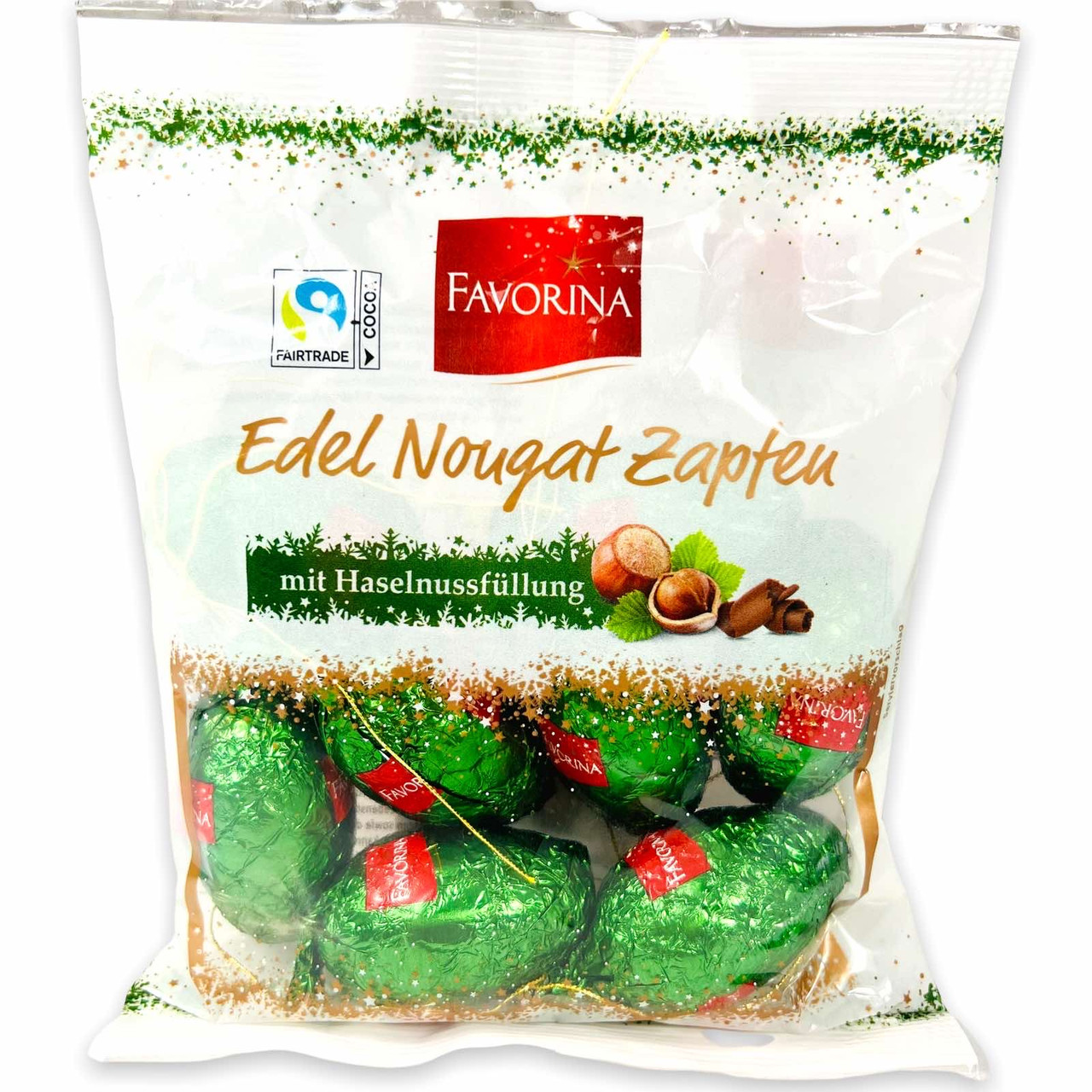 Шоколадні шишки з начинкою нуга з фундука Favorina edel nougat zapfen 150г Німеччина