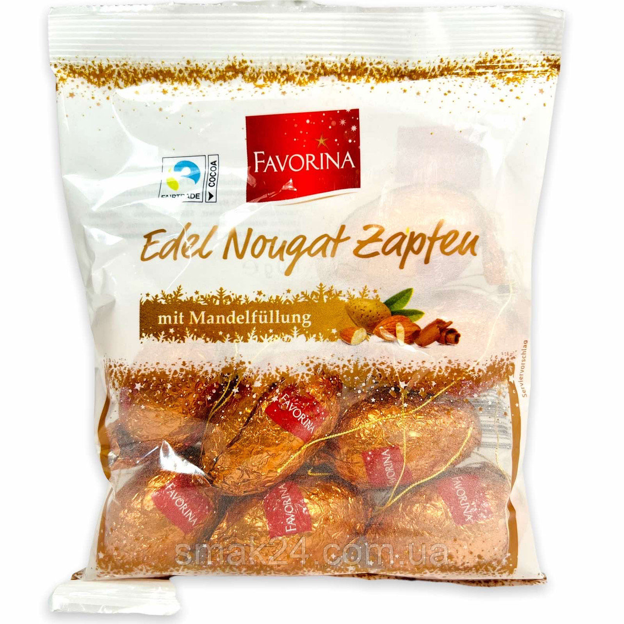 Шоколадні шишки з начинкою мигдальний нуга Favorina edel nougat zapfen 150г Німеччина