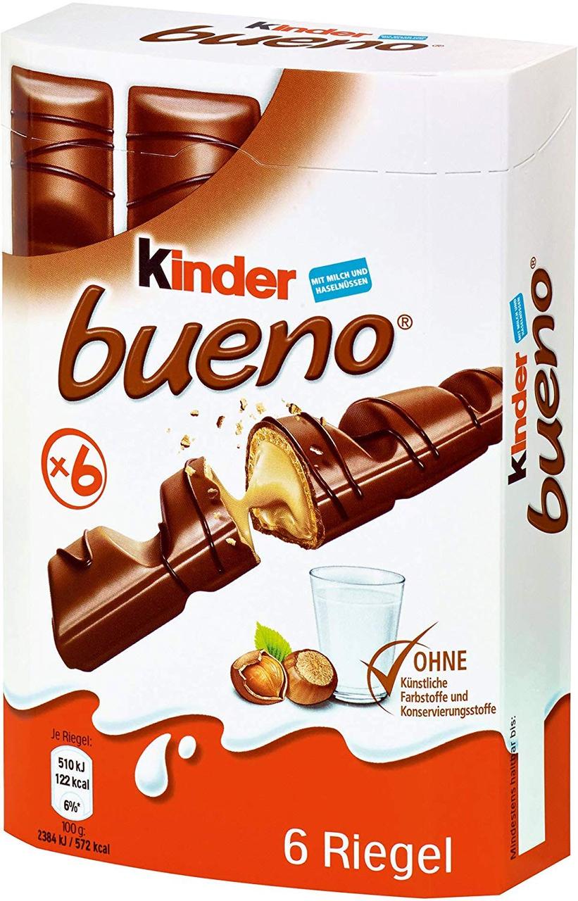 Шоколадний батончик Kinder Bueno (6 шт + 2 шт.) 172 г Німеччина