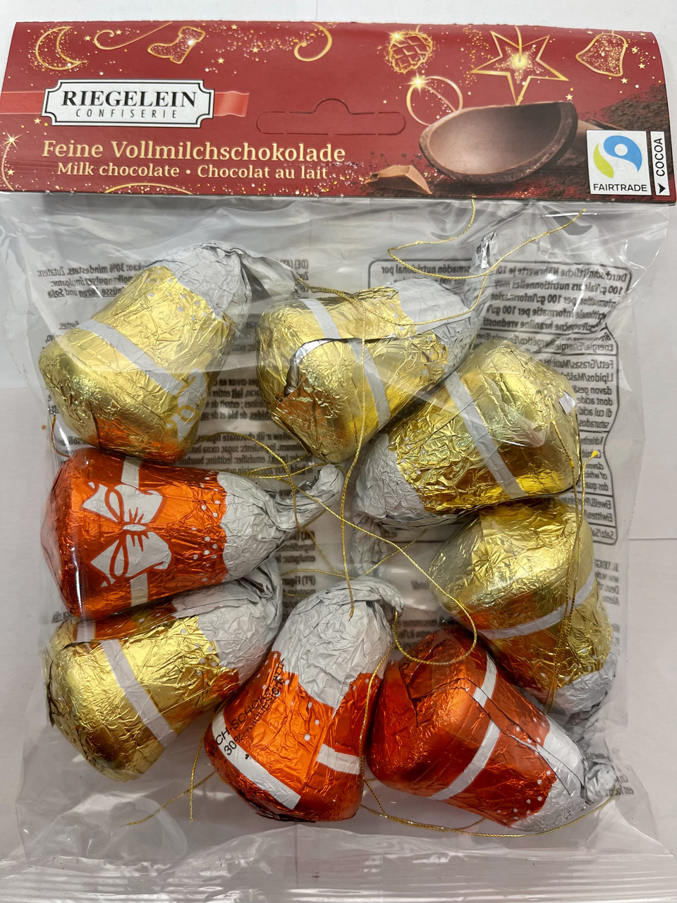 Шоколадні Дзвіночки на ялинку Riegelein Німеччина 100 г