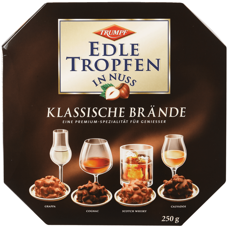 Цукерки "Мільні Краплі Праліне" Trumpf Edle Tropfen in Nuss Klassische Brande 250 г Німеччина