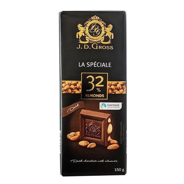 Шоколад молочний з мигдалем 32% какао J.D. Gross La Speciale Німеччина 150 г