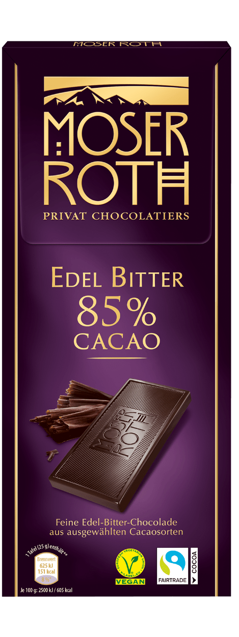 Шоколад чорний Moser Roth Edel Bitter 85% какао Німеччина 125 г