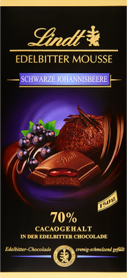 Шоколад чорний Lindt Edelbitter Mousse Schwarze Johannisbeere 70% 150г Німеччина