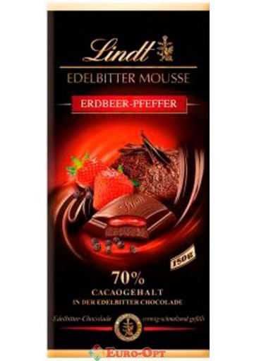 Шоколад Lindt Edelbitter Mousse Erdbeer Pfeffer 70% 150 г Німеччина