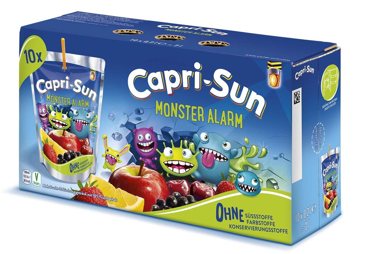 Сік яблуко, вишня, чорна смородина, полуниця Capri-Sun Monster Alarm фруктовий монстр 200 мл Німеччина