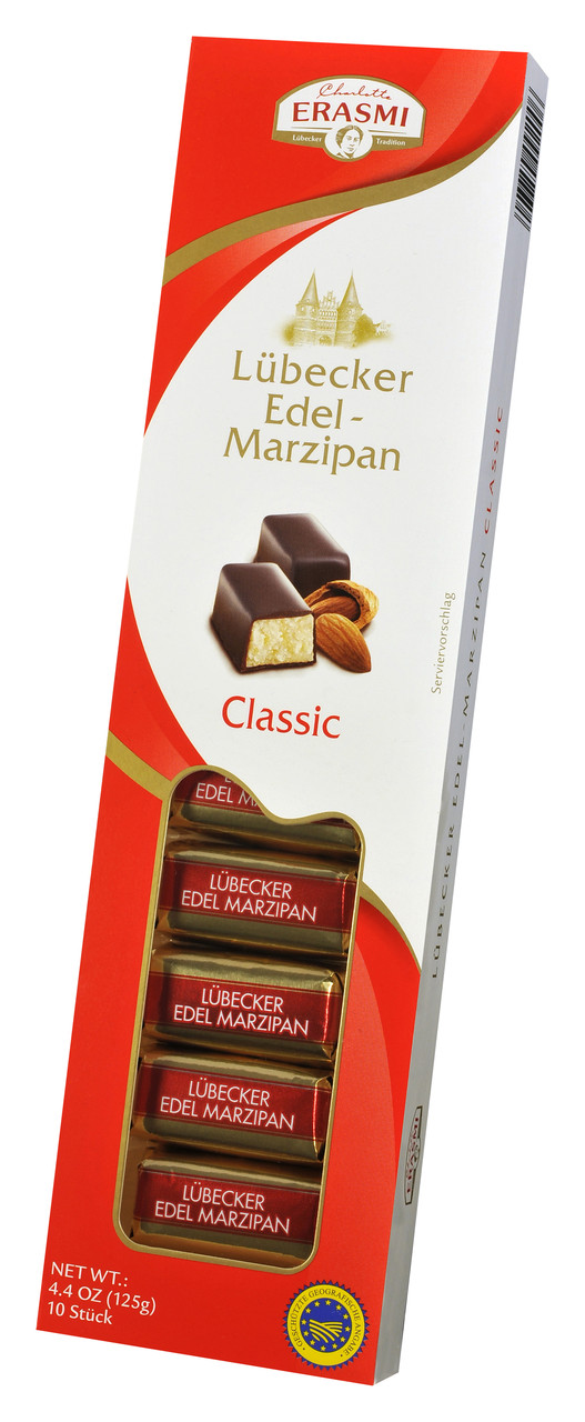 Цукерки Марципанові в темному шоколаді ERASMI Lübecker Edel-Marzipan 125 г Німеччина