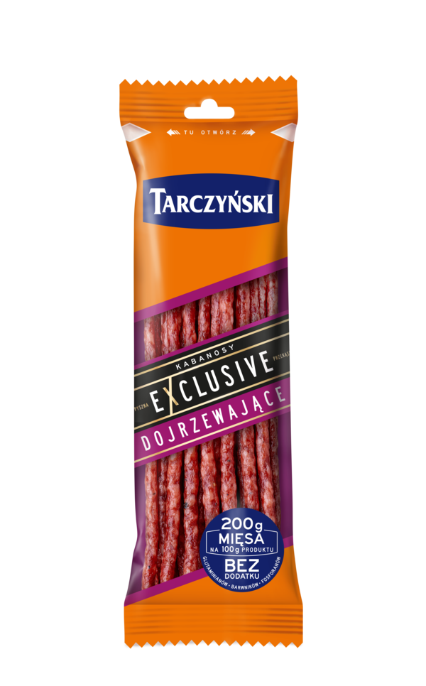 Ковбаски Кабаноски без копчення БЕЗ ГЛЮТЕНА, KABANOSY EXCLUSIVE DOJRZEWAJ ⁇ CE 90 г Польща