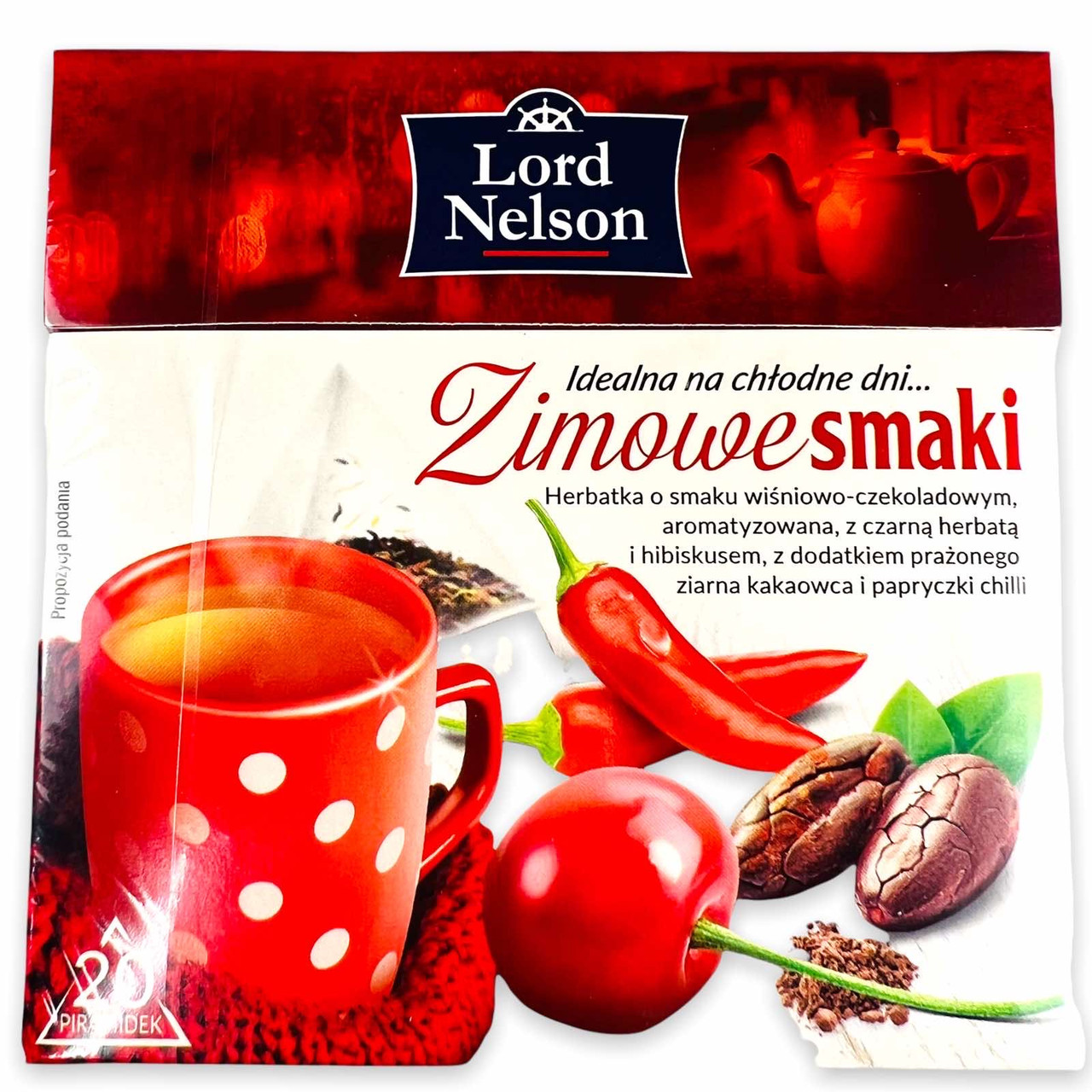 Чай зі смаком Вишнево-шоколадним, з чорним чаєм і гібіскусом та ін. Lord Nelson 20пакет. Польща
