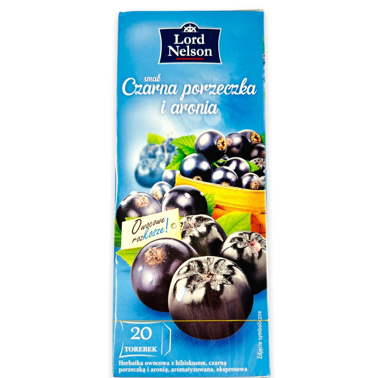 Чай зі смаком чорної смородини й аронії Lord Nelson Czarna Porzeczka i Aronia 20пакет. Польща
