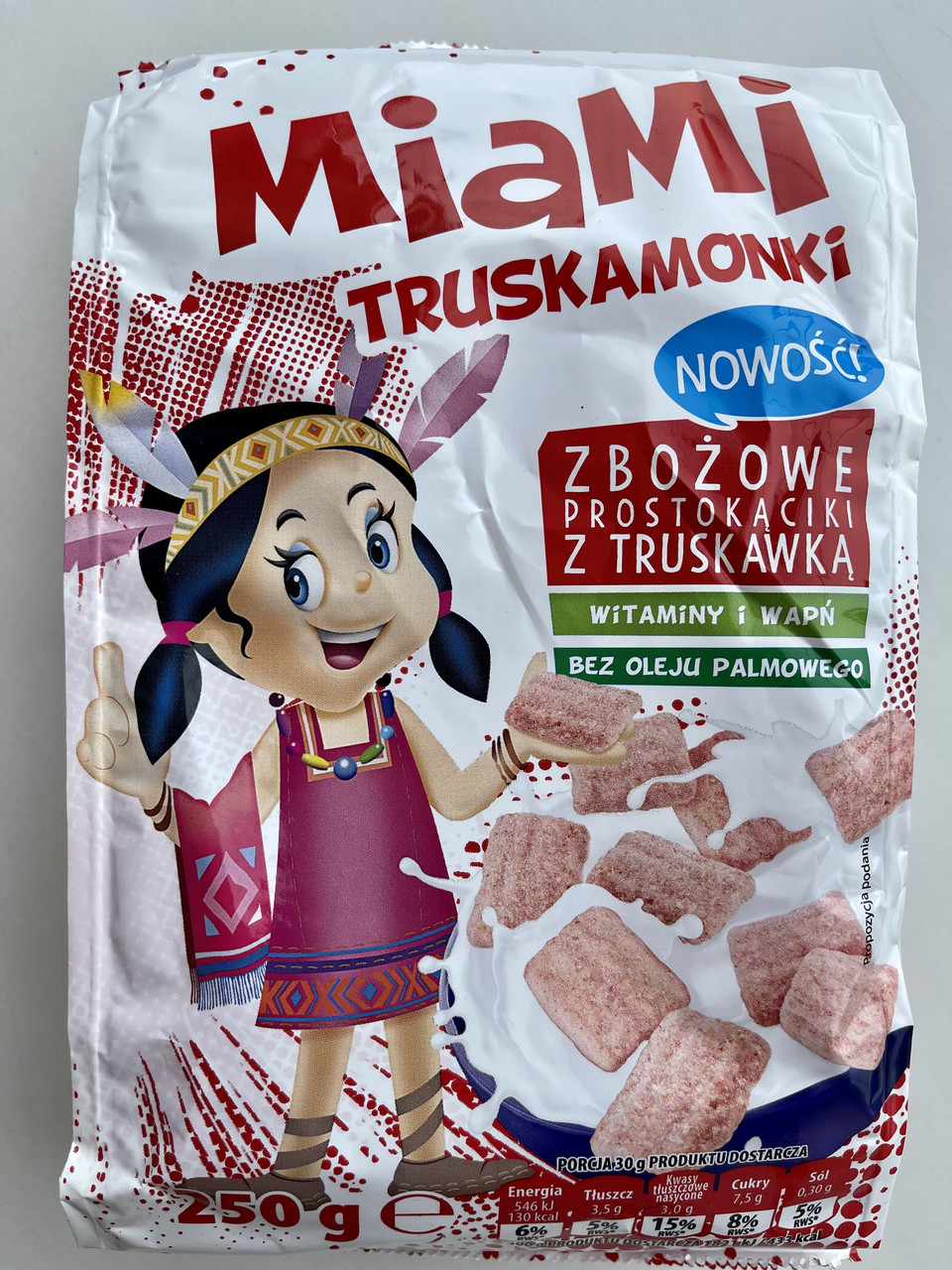 Сухий сніданок БЕЗ ПАЛЬМОВОГО МАСЛА Полуниця Miami Truskamonki, 250 г Польща