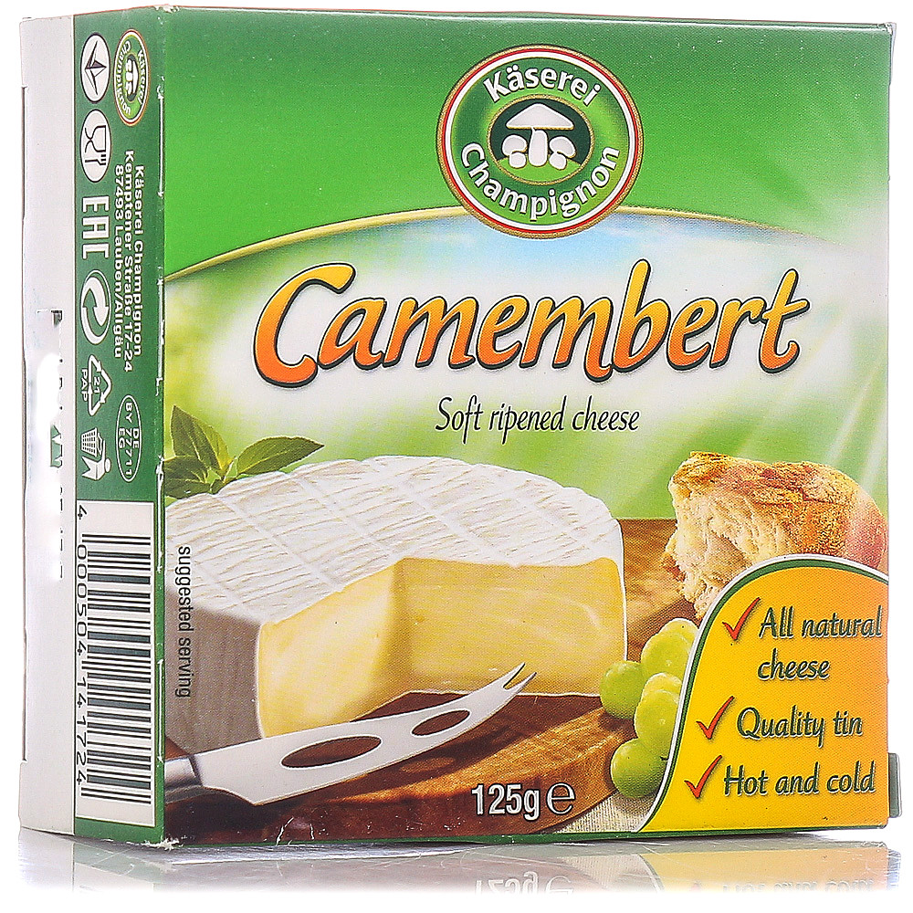 Сир камамбер із білою цвіллю натуральний Camembert Kaserei Champignon 125 г Німеччина