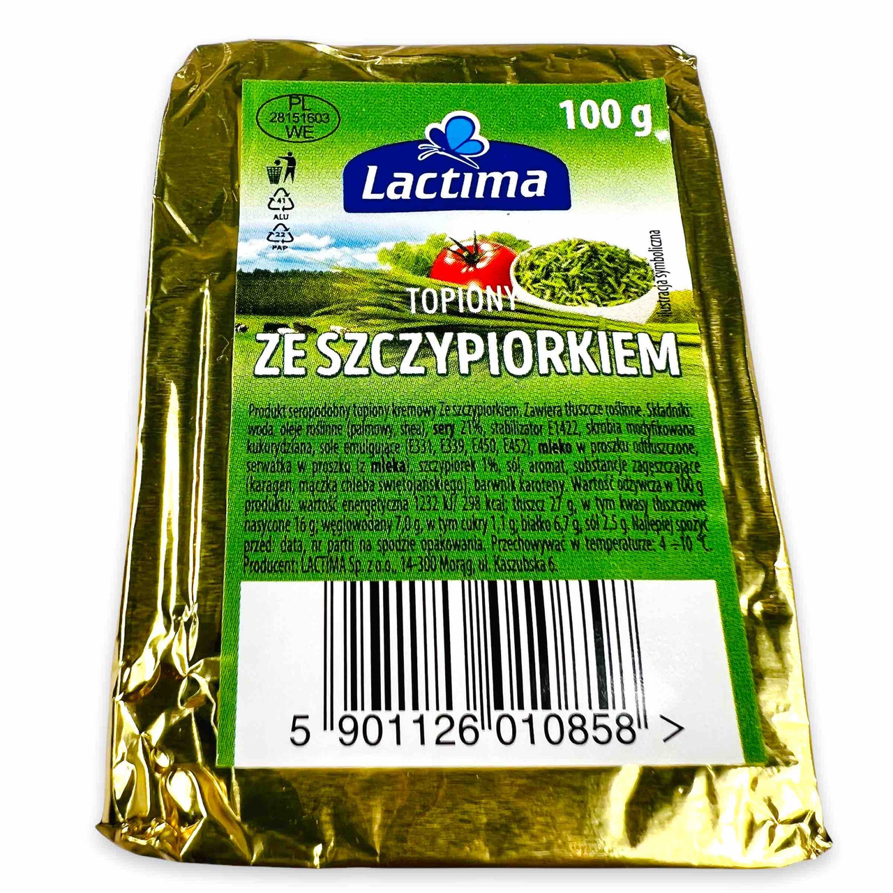 Сир плавлений із зеленим луком Lactima ze szczypiorkiem 100 г Польща