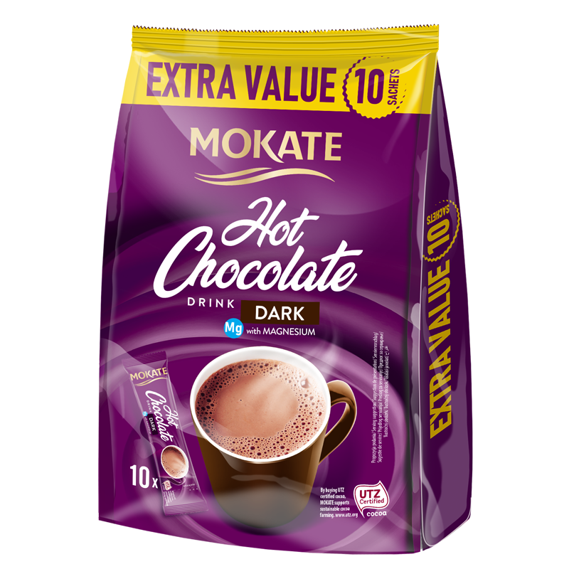Гарячий шоколадний напій MOKATE Hot Chocolate Drink Dark BAG (18 г Х 10шт.) 170 г Польща