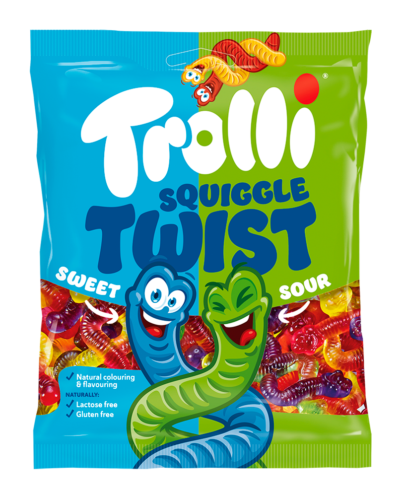 Желейні цукерки кислі Без лактози, без глютену "Волонистий поворот" Trolli Squiggle Twist Sauer Німеччина 175 г