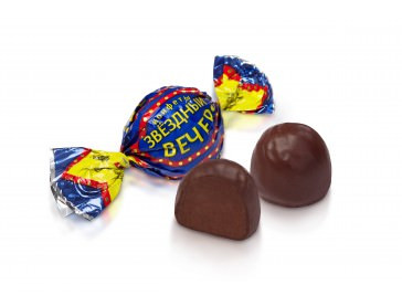 Цукерки глазуровані з додаванням какао та згущеного молока "Зоряний вечір" ТМБисквіт шоколад 1кг