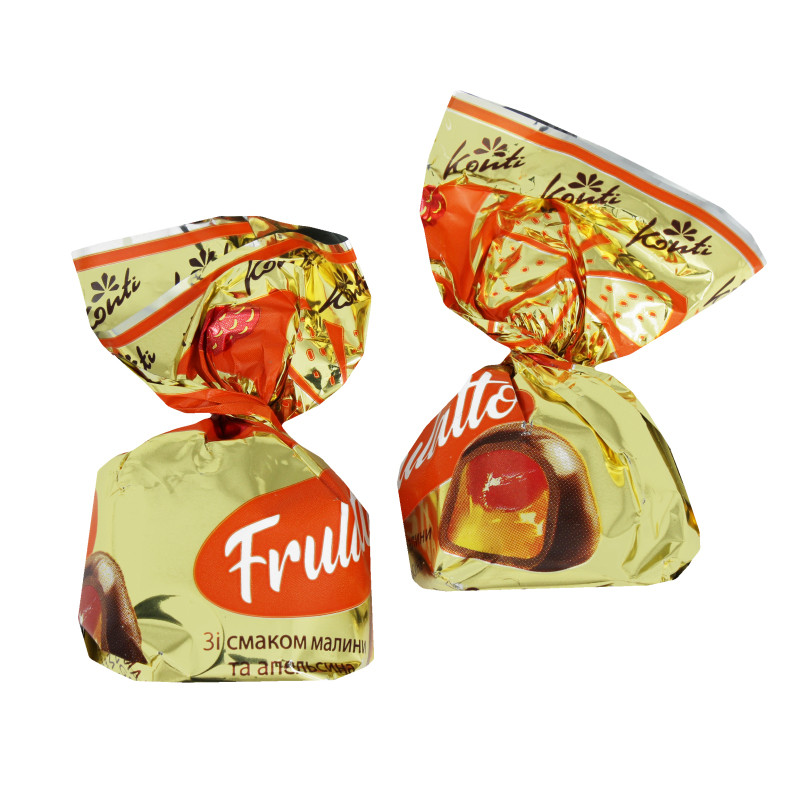 Цукерки глазуровані зі смаком малини й апельсина Frullato ТМ Konti 1кг