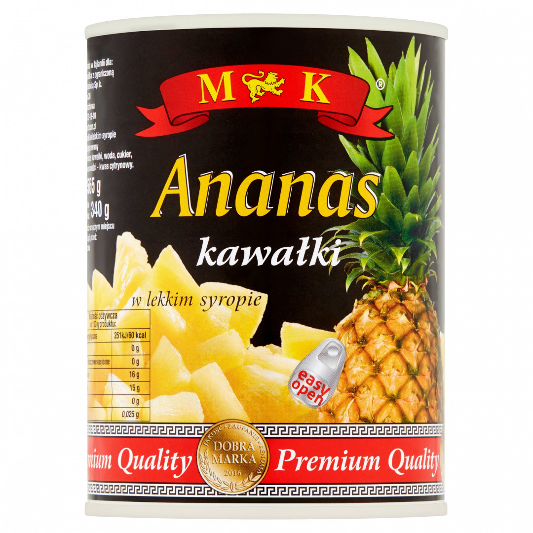 Ананас шматочками в сиропі M&K Ananas kawalki  565г/340г Польща