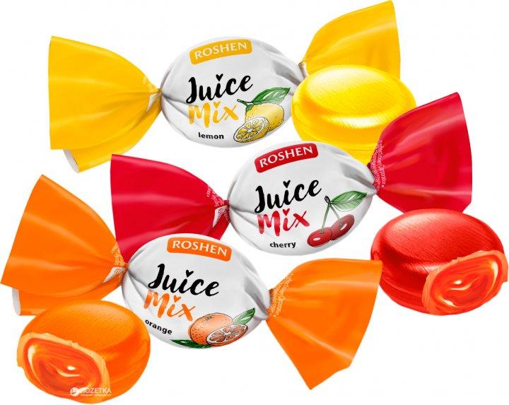 Карамель льодяцева з фруктово-ягідною начинкою Roshen Джус Мікс 1кг