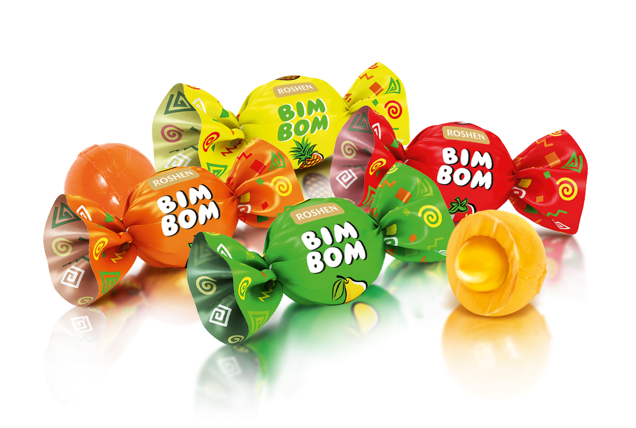 Карамель із фруктово-ягідною начинкою Roshen BIM-BOM 1кг