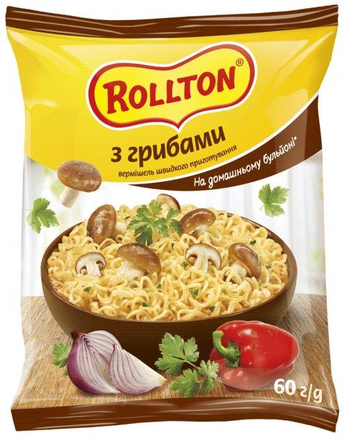 Вермішель швидкого приготування Rollton на домашньому бульйоні з грибами 60 г
