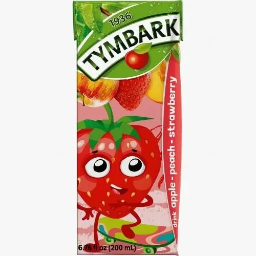 Сік Яблуко-Персик-Полуниця зі зниженим вмістом цукру TYMBARK APPLE PEACH STRAWB Less Sugar 200 мл Польща