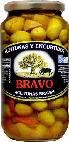 Оливки зелені в маринаді з кісточкою без глютену Bravo aceitunas bravas con hueso 900 г Іспанія
