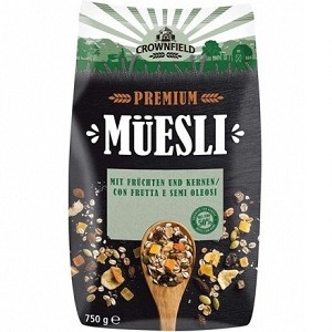 Мюслі з фруктами, насінням льону та дині Premium Crownfield, 750 г Німеччина