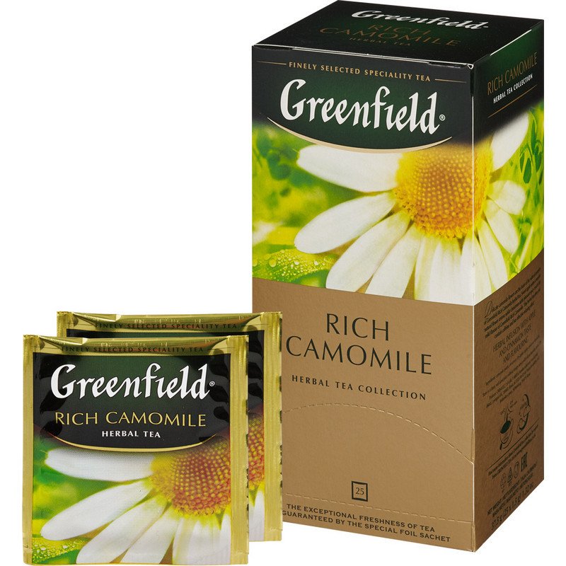 Чай трав'яний з ромашкою та корицею Greenfield "Rich Camomile" (25 пакетиків х 1.5г) 37.5г