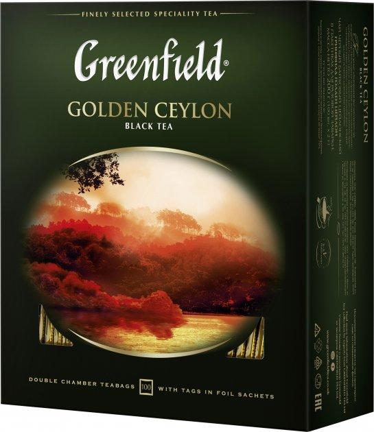 Чай чорний листай класичний Greenfield «Golden Ceylon» (100 пакетиків х 2) 200г