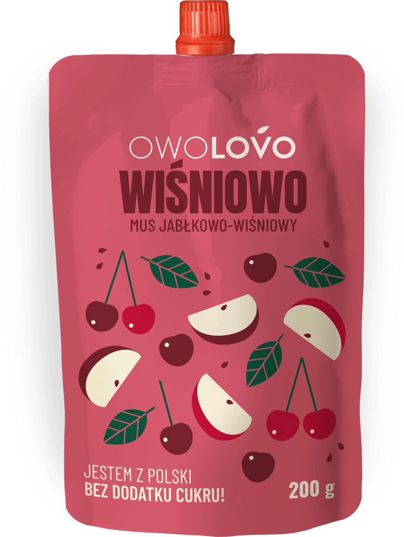 Мус Яблучно-Вишневий 100% БЕЗ ДОБАВЛЕННЯ САХАРА OWOLOVO 200 г Польща