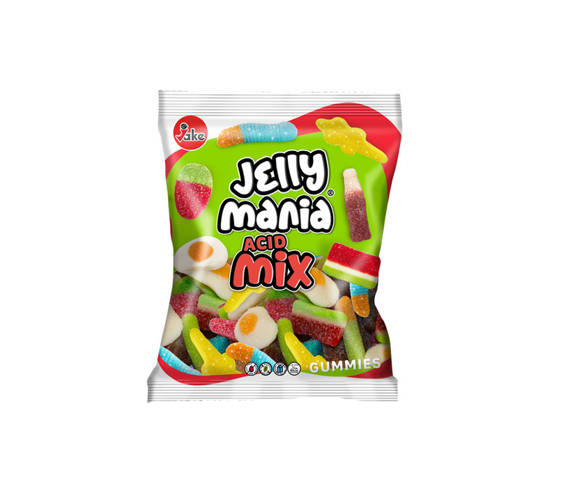 Желейні цукерки БЕЗ ГЛЮТЕНА І ЛАКТОЗИ Jelly Mania acid MIX Іспанія 100 г