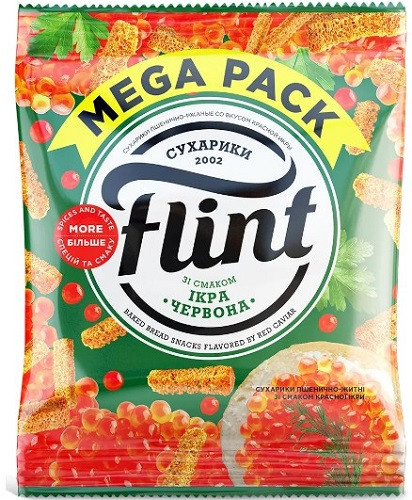 Сухарики пшенично-ржані зі смаком "Червона Ікра" Flint 110г