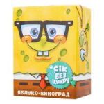 Сік БЕЗ САХАРА яблуко-виноград Еко-Сфера Sponge Bob 200 мл
