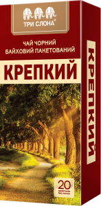 Чай чорний байховий пакетований три Слони Міцний 20 шт. без нитки
