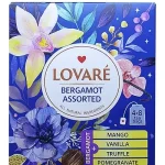 Чай чорний ассорті "4 вкуса" Lovare бергамот з манго, ваниллю, трюффель, апельсин (32 пакетика х 2г) 64г