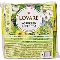 Чай на основі зеленого чаю асорті "5 смаків" Lovare (50 пакетика х 1,5 г) 75г