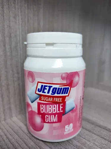 Жувальна гумка зі смаком bubble gum БЕЗ САХАРА 50 штук Jet gum 70 г Польща