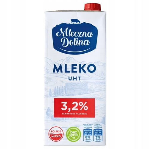 Молоко ультрапастеризоване 3,2% жирності Mleczna Dolina 1 л Польща