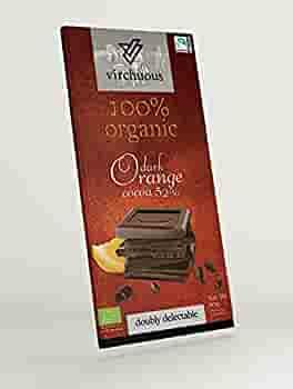 Шоколад чорний з апельсином 100% Organic Virchuous Dark Orang 80 г Іспанія