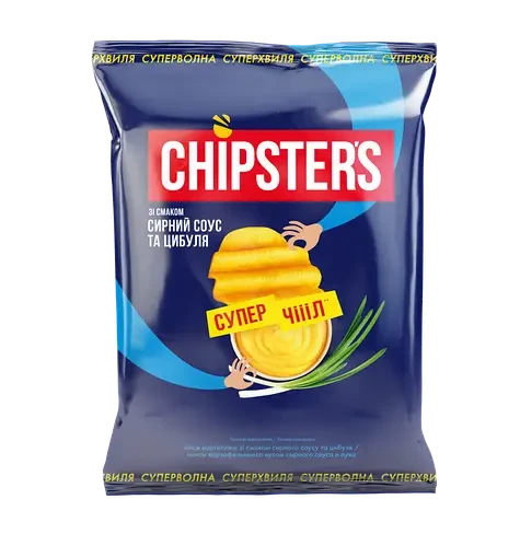 Чипси картопляні хвилясті зі смаком сирного соусу із зеленим луком Chipster's 110 г Україна