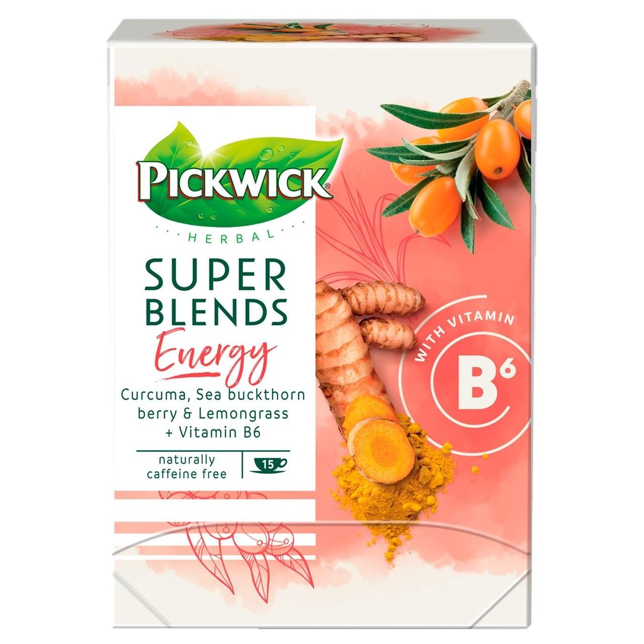 Чай трав'яний з вітаміном В6 Pickwick herbal super blends energy 15пак. 22,5 г Нідерланди