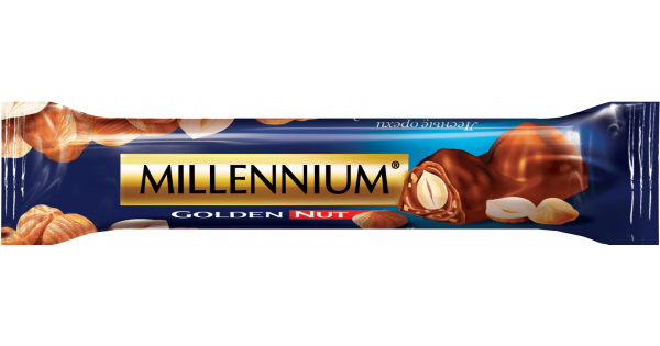 Шоколад Millennium Golden Nut молочний з начинкою і цілими горіхами 40 г Україна