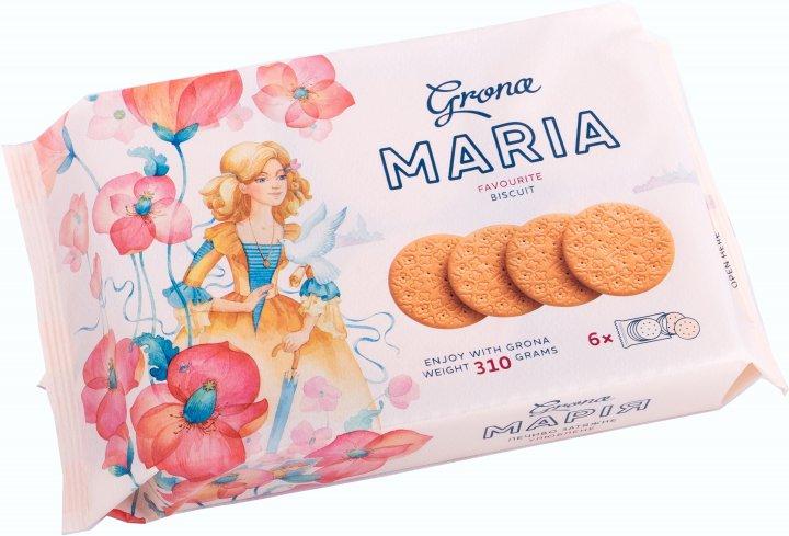 Печиво Марія затяжне з ароматом ванілі ТМ Grona (6*51.66г) 310г Україна