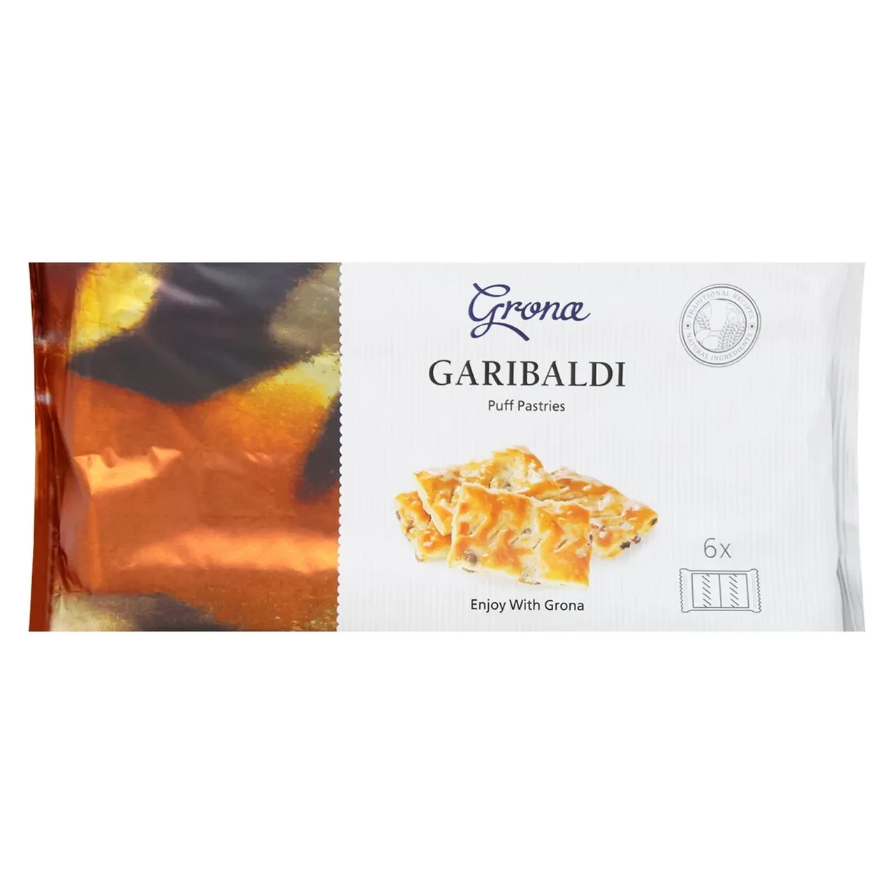 Печиво здобне листоване з родзинками Garibaldi ТМ Grona (6*59г) 354г Україна