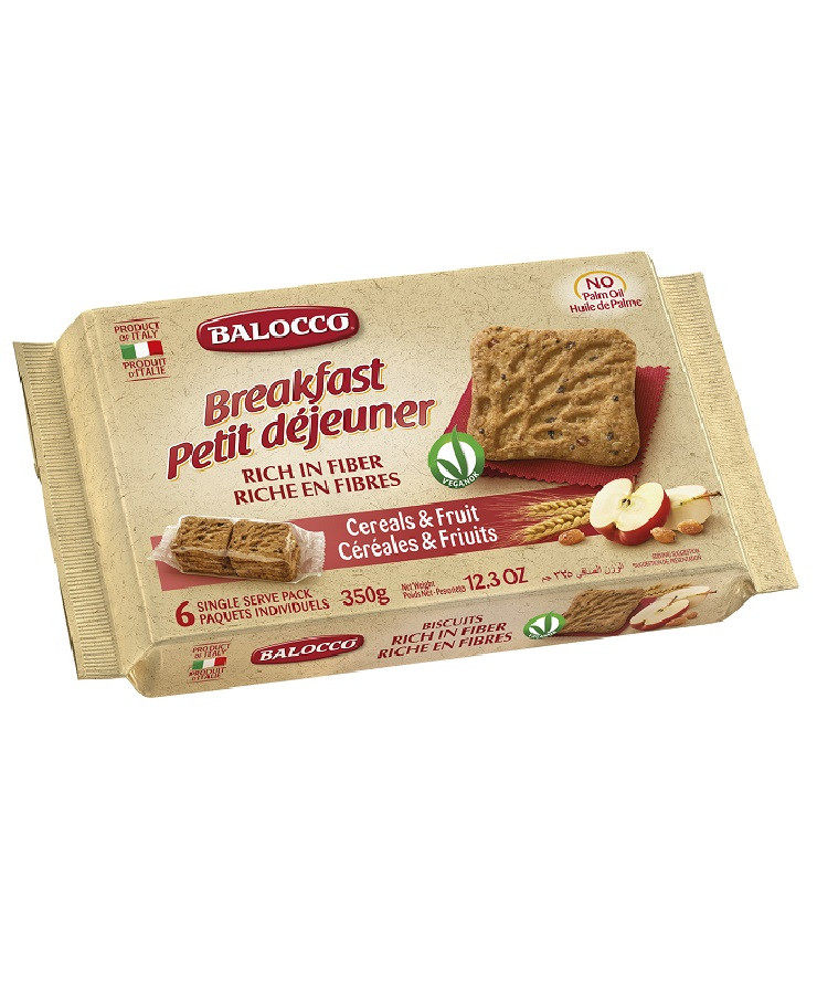 Печиво з яблуком і родзинками БЕЗ ПАЛЬМОВОЇ ОЛІЇ Veganok Balocco (6*58) 350г Італія