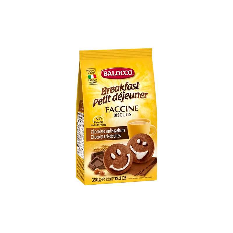 Печиво шоколадне з фундуком БЕЗ ПАЛЬМОВОГО ОЛІЇ Faccine Balocco 350г Італія